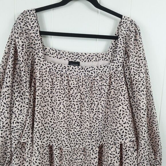 Who What Wear Womens Tiered Square Neck Dress Botanical Print XX-Large - Picture 5 of 12